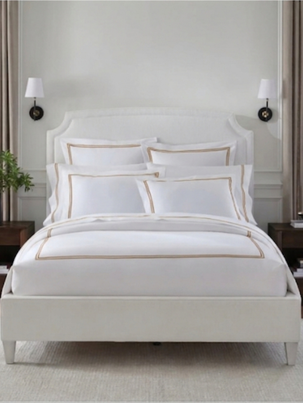 Like New Sferra Hotel Collection Twin White Pink/ Peach Border Flat Sheet Luxury